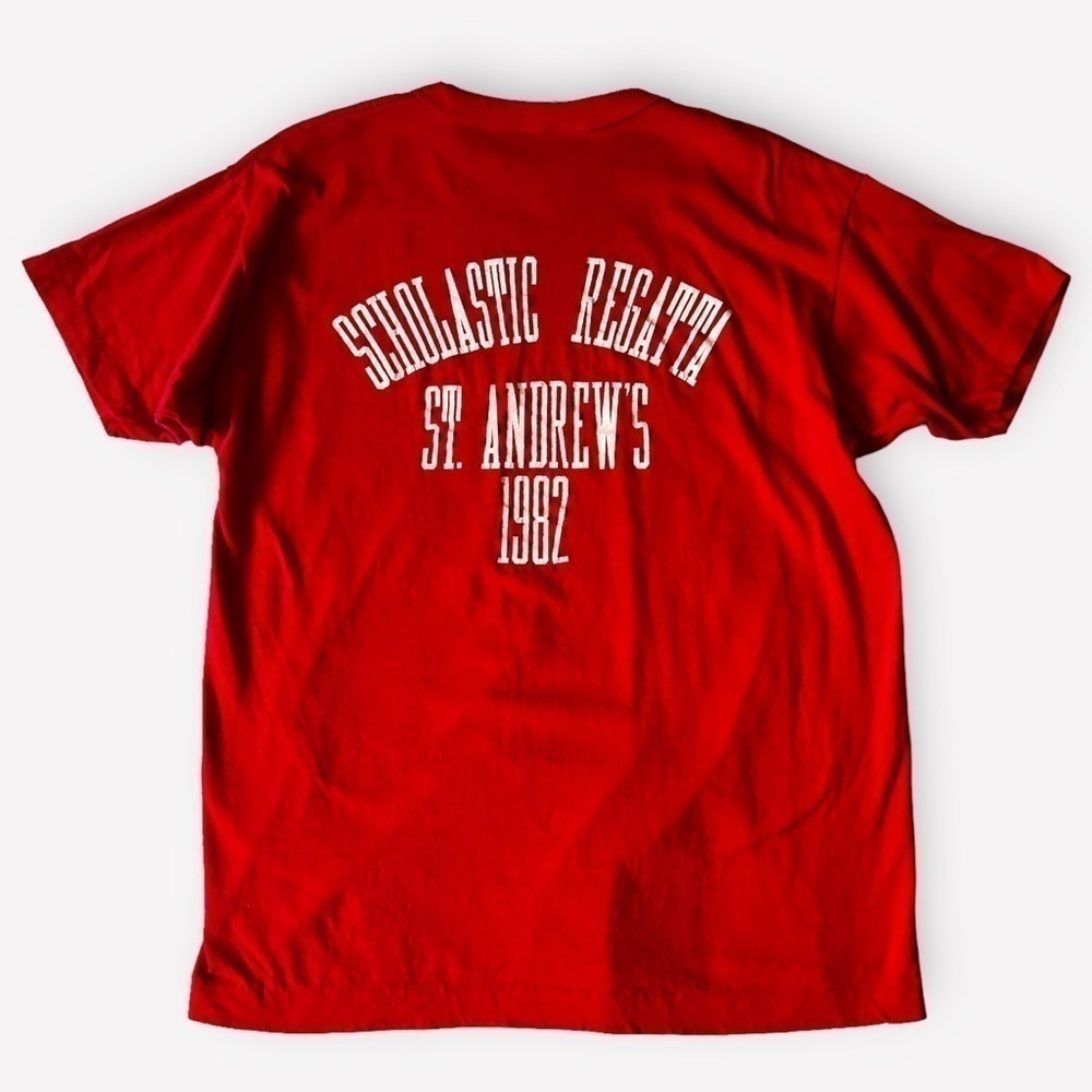 VINTAGE 1982 Scholastic Regatta St. Andrew’s Tee Single Stitch by Champion Red S
